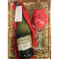 Gift basket : 1 Fiole du Pape and a screen-printed glass