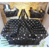 Basket with handles black fabric with white polka dots